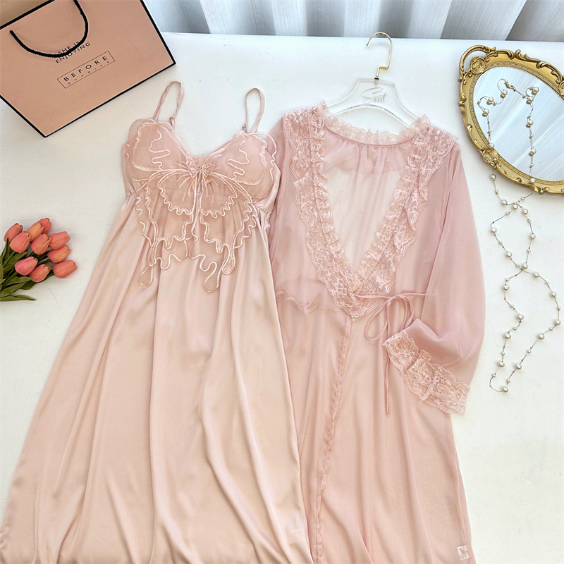 Robe Silk Women - Sexy Lace Bathrobe Gown Suit Women