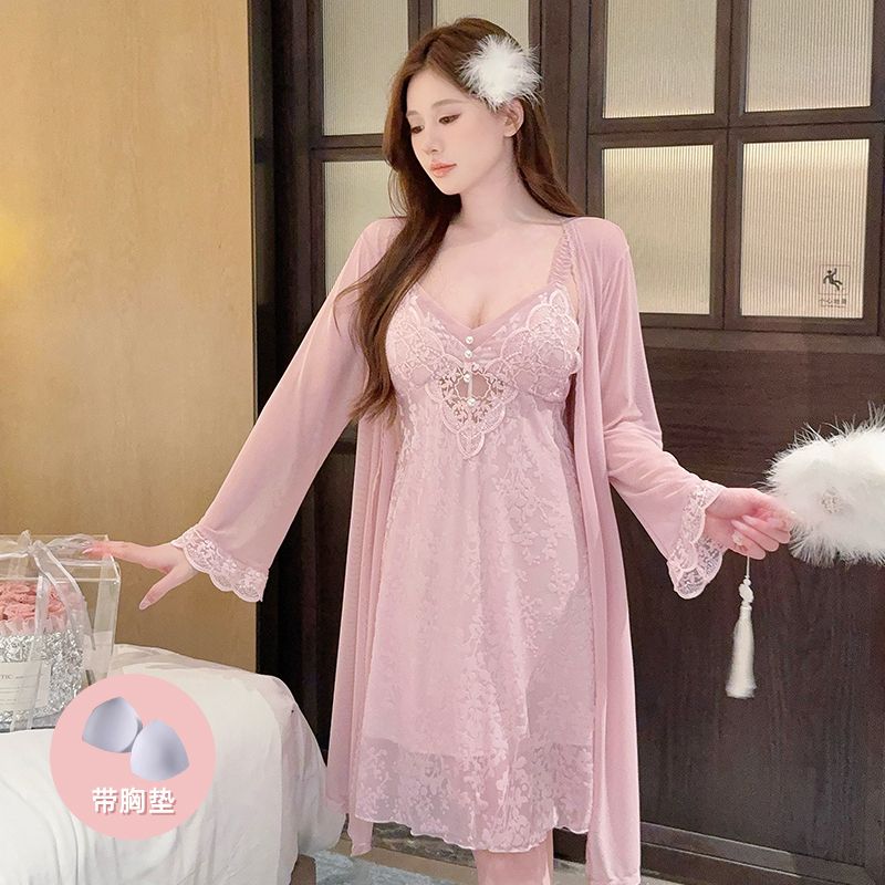 2025 Summer 2PCS Sexy Lace Lin - Robe Silk Women review and price