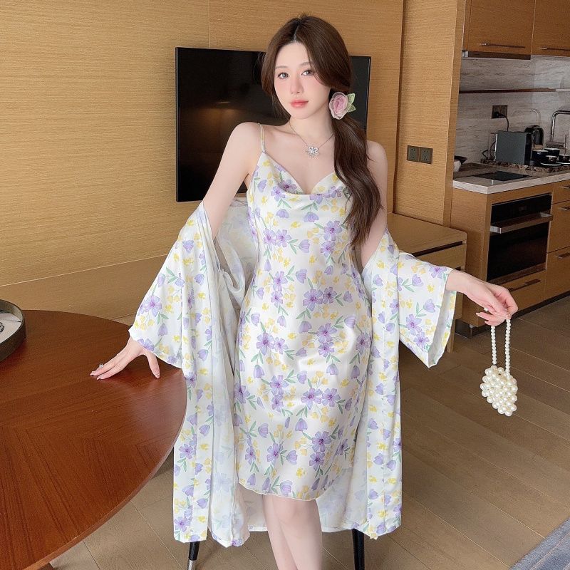 High Grade Printed Sweet Wind  - Robe Silk Women review and price