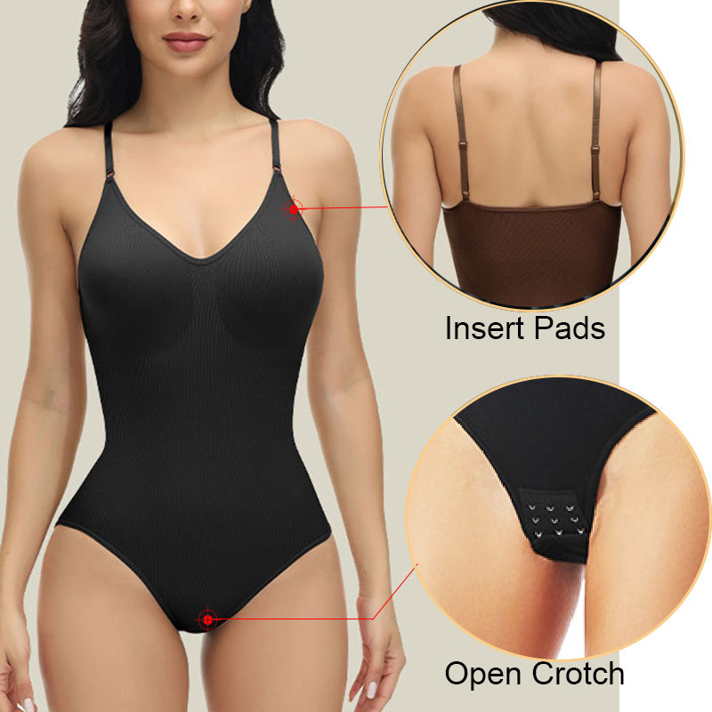 GUUDIA V Neck Spaghetti Strap  - Shapewear Bodysuit Firm review and price