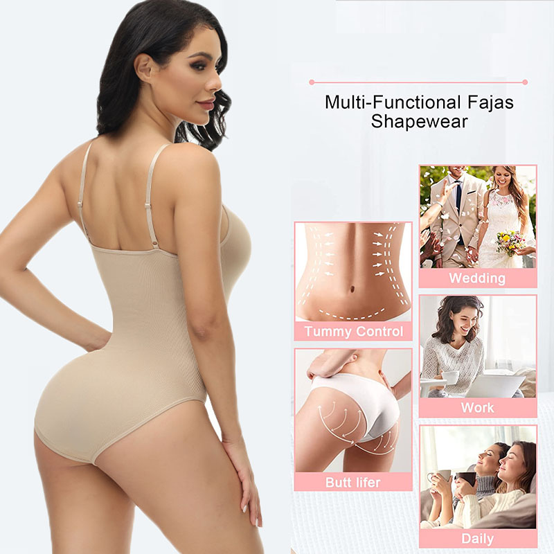 GUUDIA V Neck Spaghetti Strap  - Shapewear Bodysuit Firm review and price