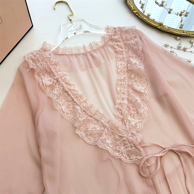 Sexy Lace Bathrobe Gown Suit W - Robe Silk Women review and price