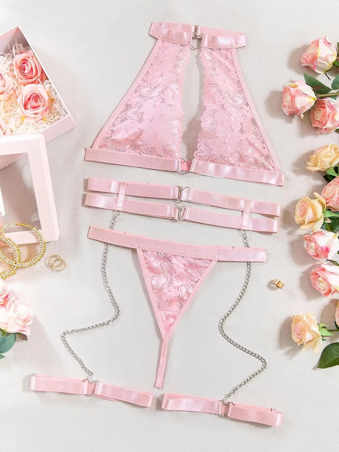Foxiny Sexy Halter Heart Ring  - Garter Belt Set review and price